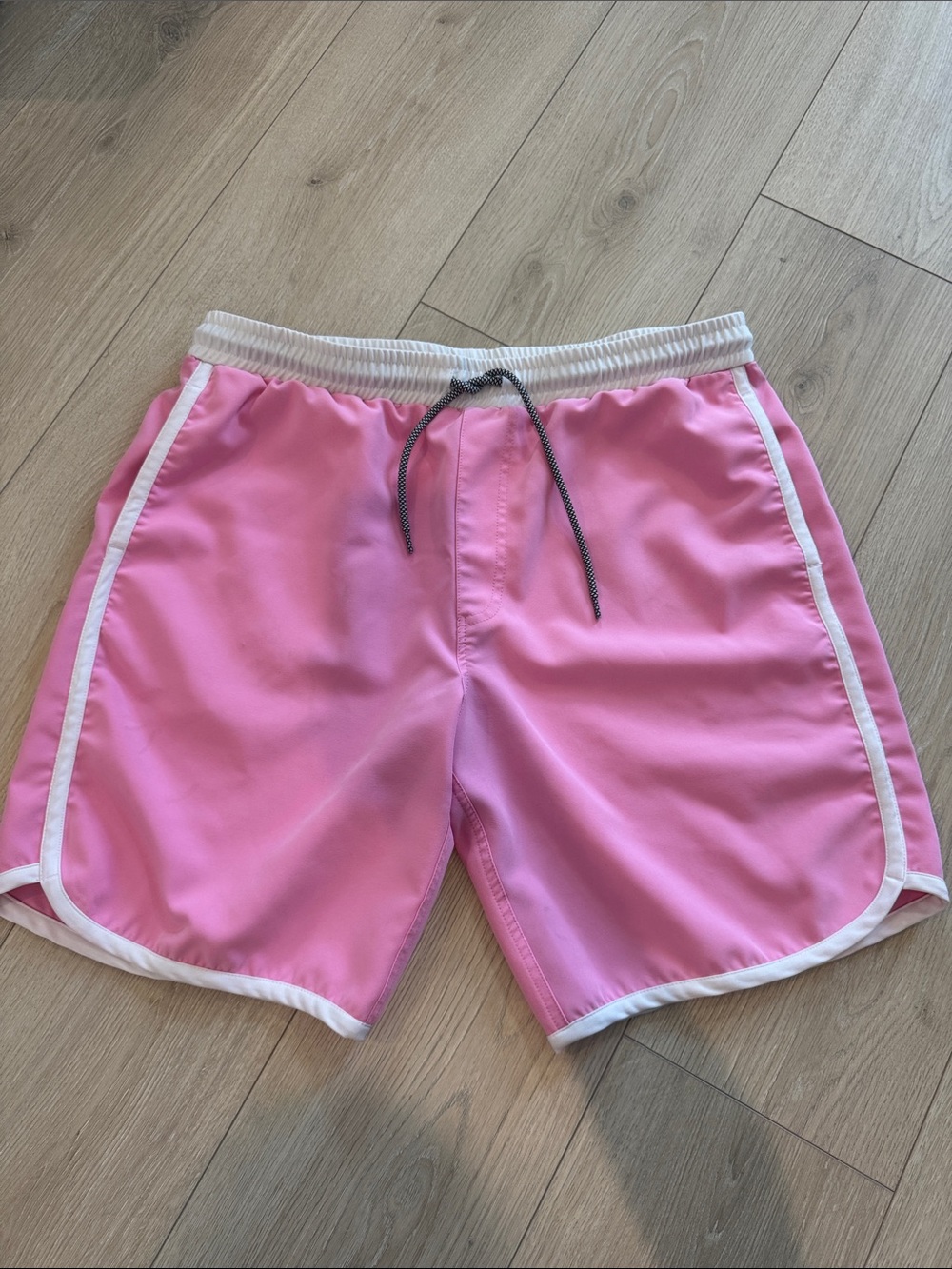 LainSnow Pink Swim Trunks with White Trim